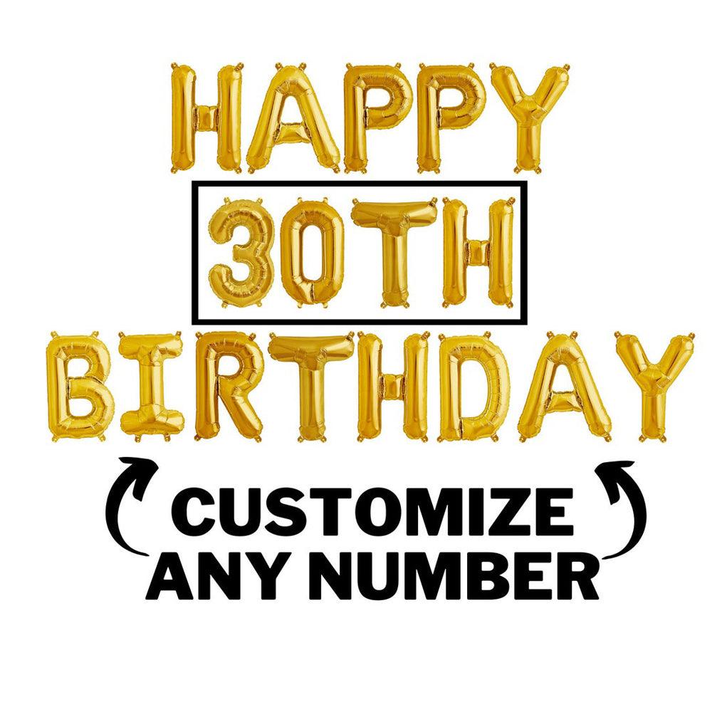 16 inch Happy Birthday Balloon Banner / Custom Year Number Balloons - Silver, Gold & Rose Gold Birthday Party Decorations - DIY Birthday Party - If you say i do