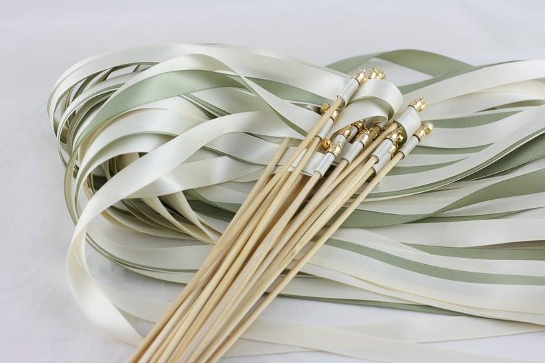 Handmade Ribbon Wedding Wands with Triple Ribbon and Bell - If you say i do
