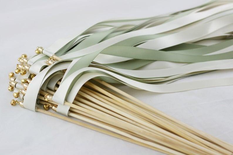 Handmade Ribbon Wedding Wands with Triple Ribbon and Bell - If you say i do