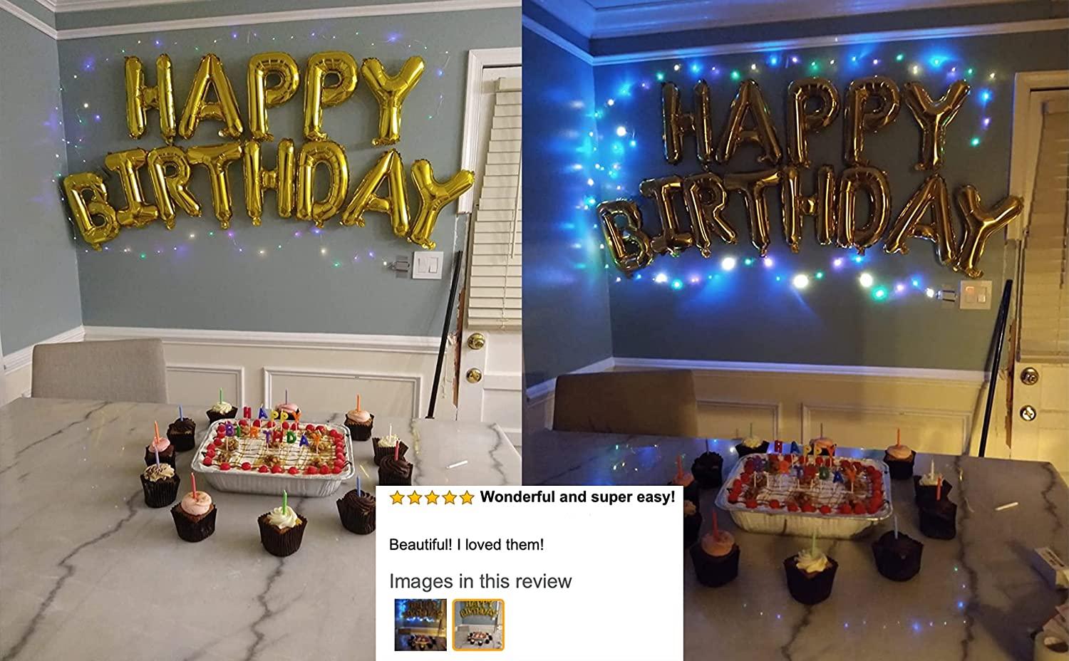 Happy Birthday Decorations (Gold-LED), Balloons Party Sign Lights, Foil Party, Balloon Letters Decorations - If you say i do