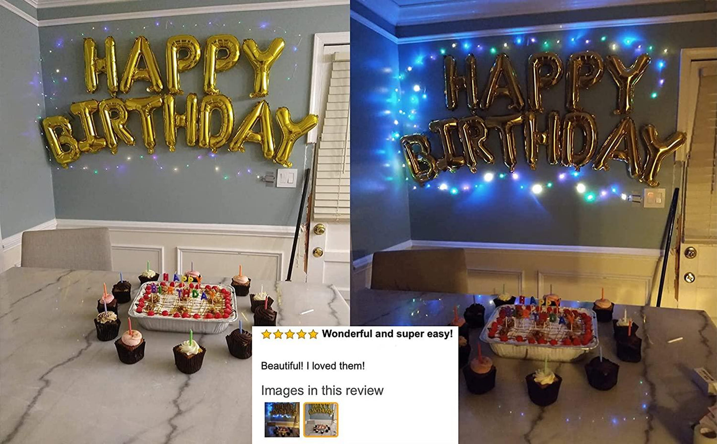 Happy Birthday Decorations (Gold-LED), Balloons Party Sign Lights, Galaxy Party, Balloon Letters Signs - If you say i do