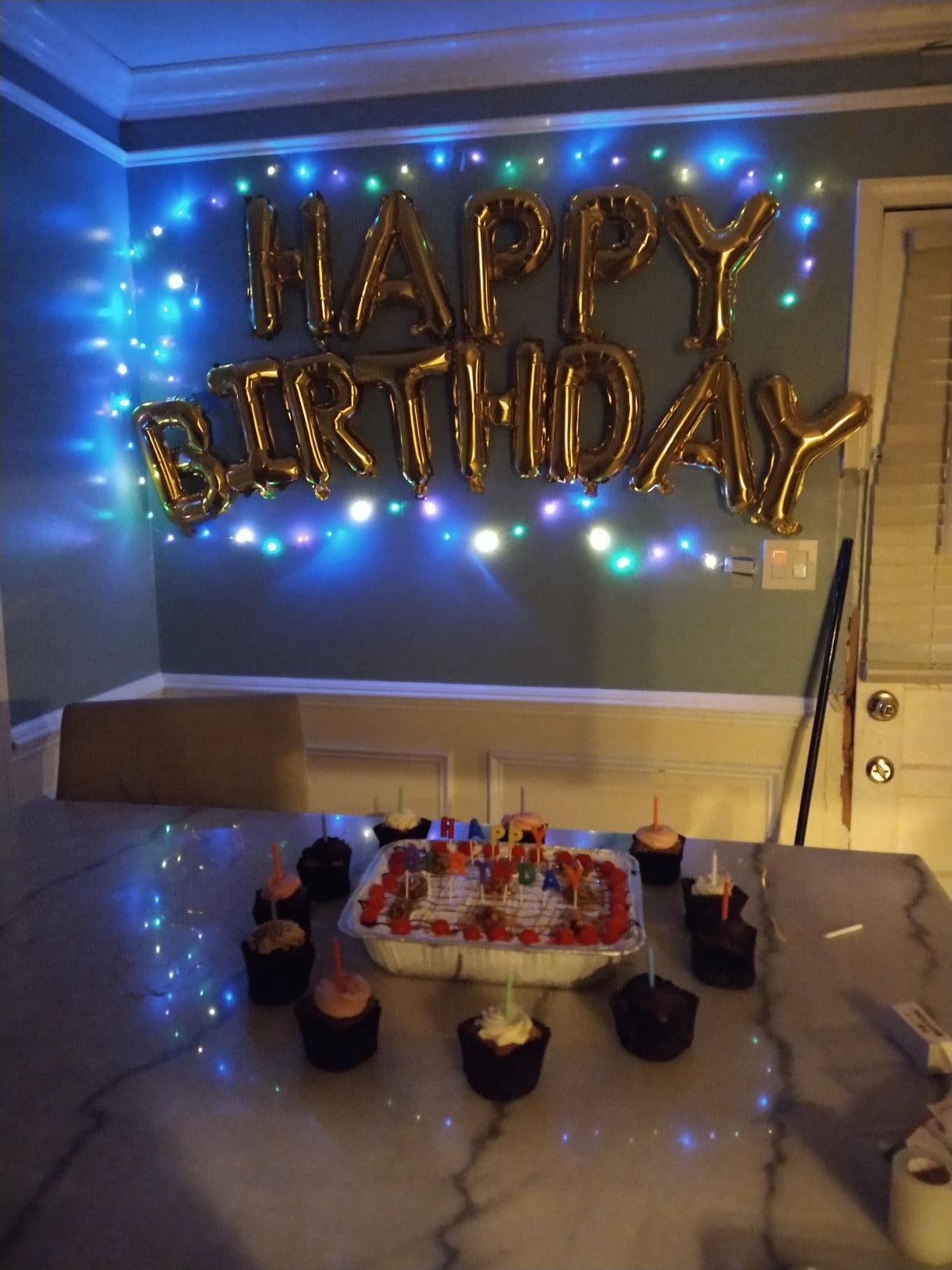 Happy Birthday Banner Decorations (Gold-LED), Balloons Party Sign Lights Banners, Foil Party, Balloon Letters Decoration Signs - If you say i do