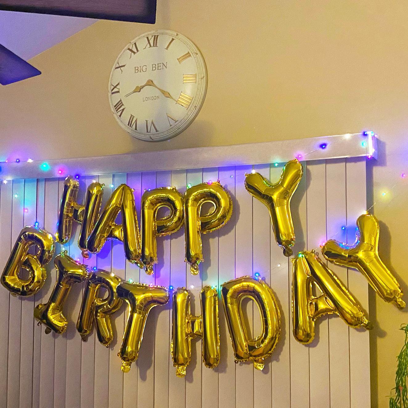 Happy Birthday Decorations (Gold-LED), Balloons Galaxy Party Sign Lights - If you say i do