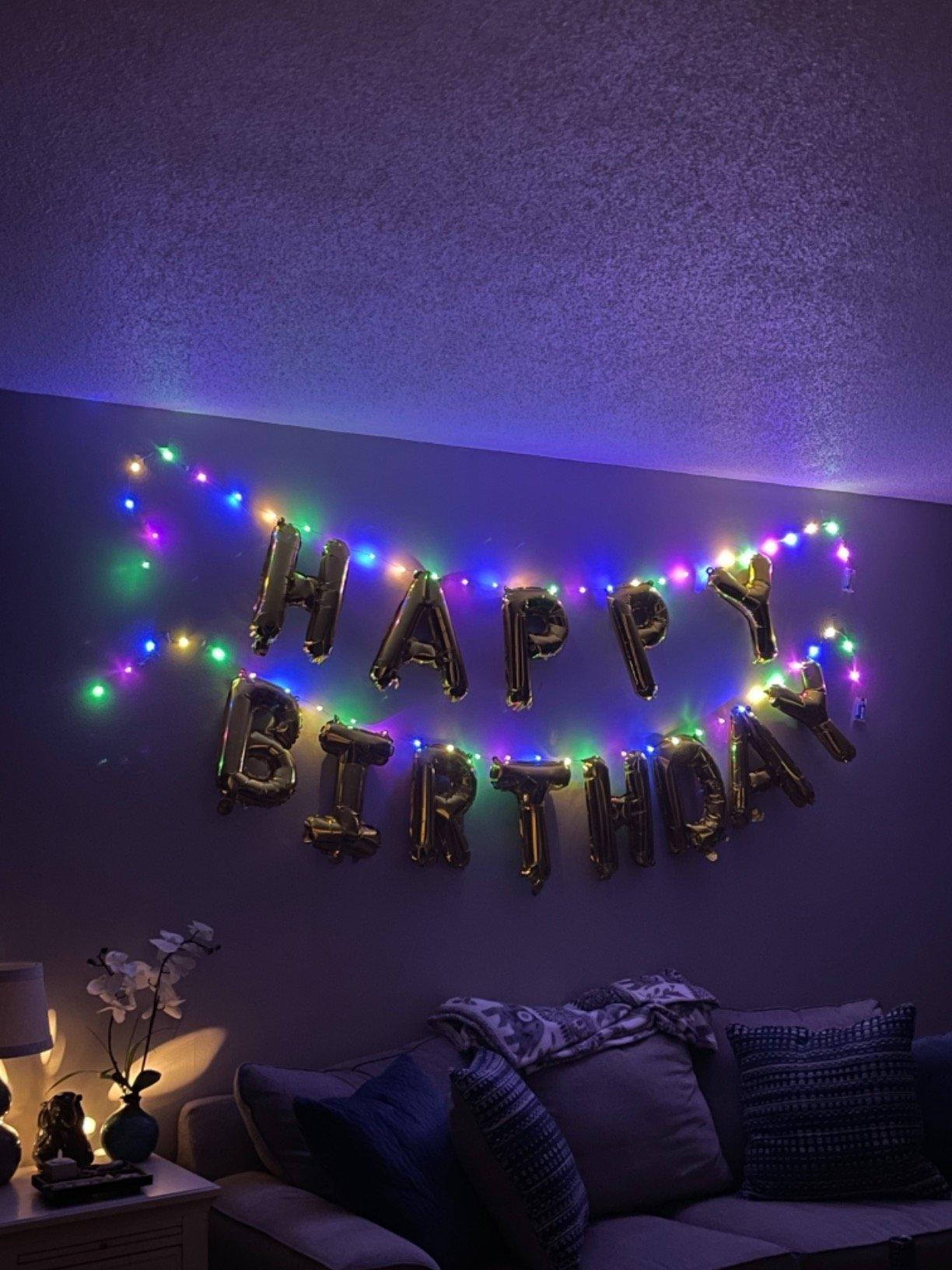 Happy Birthday Decorations (Gold-LED), Balloons Party Sign Lights, Foil Party, Balloon Letters Decorations - If you say i do