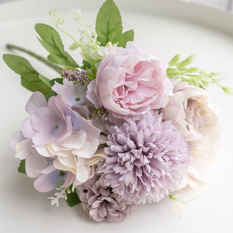 Hydrangea Artificial Flowers Peony Bouquet Silk Ball Blooming Fake Flower Wedding Centerpieces Stage Home Table Decoration - If you say i do