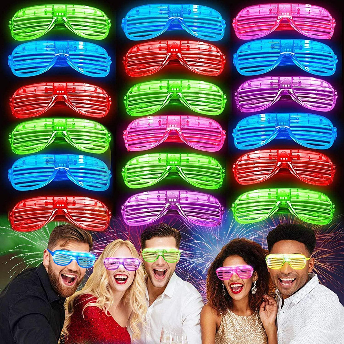 Led Glassware 30 Pack LED Glasses, 5 Color Light Up Glasses Shutter Shades Glow Stic ...