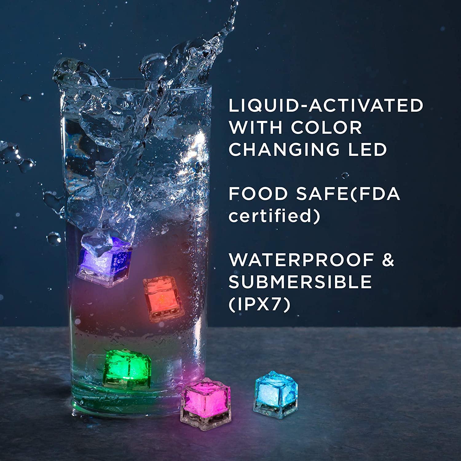 Glow LED Ice Cube Shape Lights Liquid Activated Submersible, Reusable-Color Change, Battery Operated for Weddings, Glow Parties - If you say i do