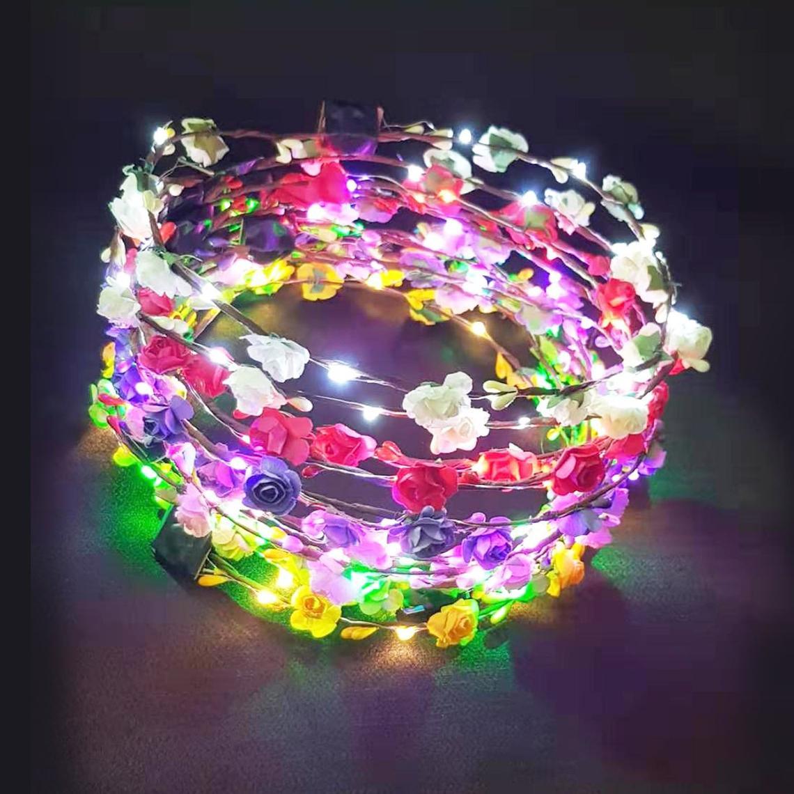 Led Flower Crown 20 Pieces Light Up Led Flower Wreath, Led Flower Headband For Bachelorette Party, Kids Birthday Party, Halloween - If you say i do