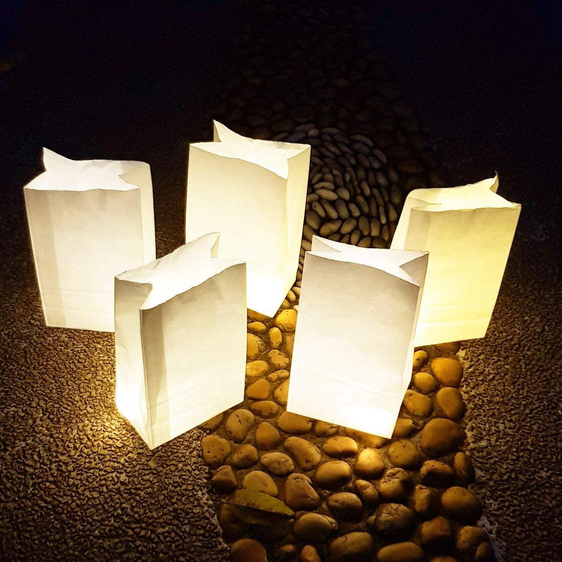 50pcs Light Up Luminaries Warm White Luminary Candle Bags With Lights