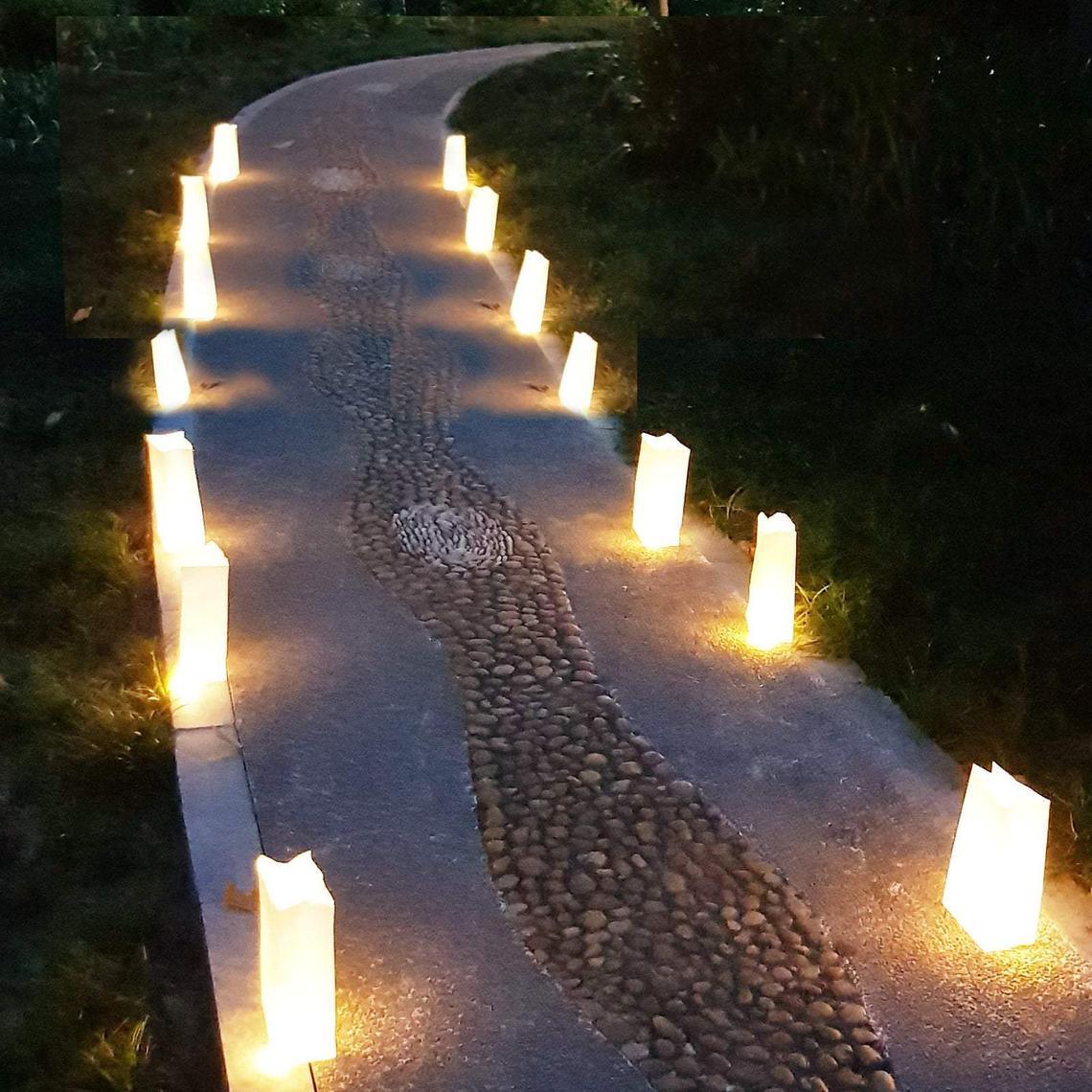 50pcs Light Up Luminaries Warm White Luminary Candle Bags With Lights-For Wedding Aisle, Rustic Wedding Decorations - If you say i do