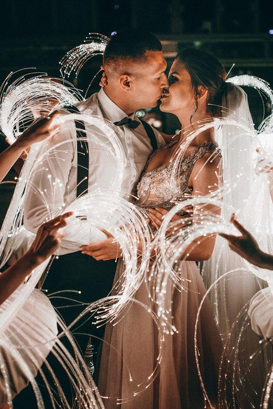 Led Fiber Optic Wands For Wedding, Night Time Wedding Send Off Ideas alternatives to sparklers - If you say i do
