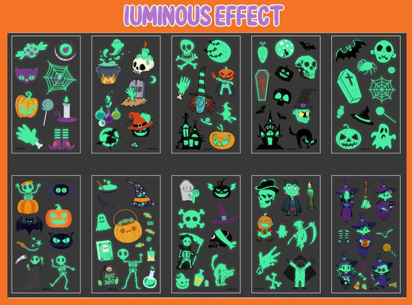 10 Sheets Luminous Halloween Temporary Tattoos for Kids, Glow Halloween Decorations - If you say i do