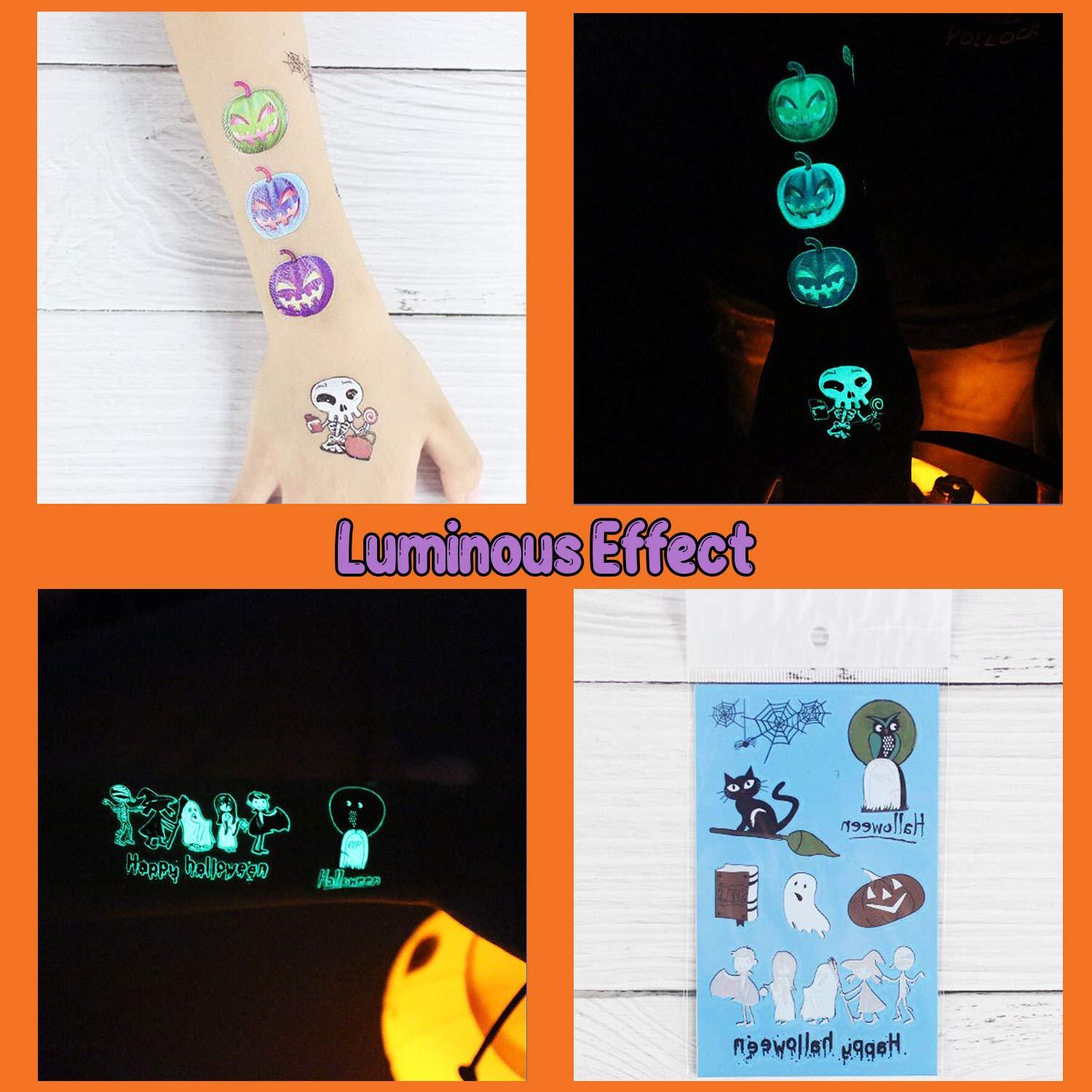 10 Sheets Luminous Halloween Temporary Tattoos for Kids, Glow Halloween Decorations - If you say i do