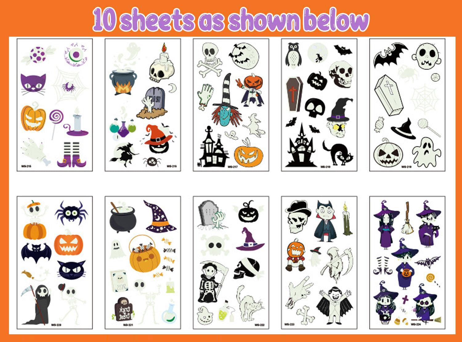 10 Sheets Luminous Halloween Temporary Tattoos for Kids, Glow Halloween Decorations - If you say i do