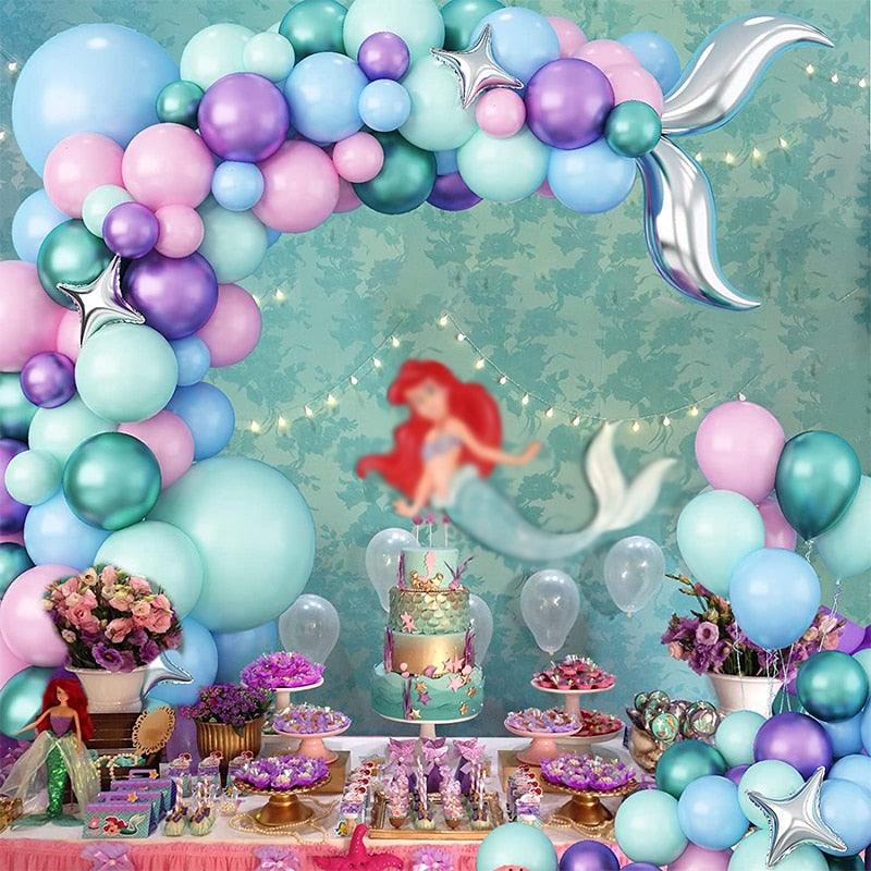 120pcs Macaron Purple Green Blue Latex Balloons Mermaid Arche Ballon Anniversaire Happy Birthday Globos Party Decoration Girl Arch Kit - If you say i do