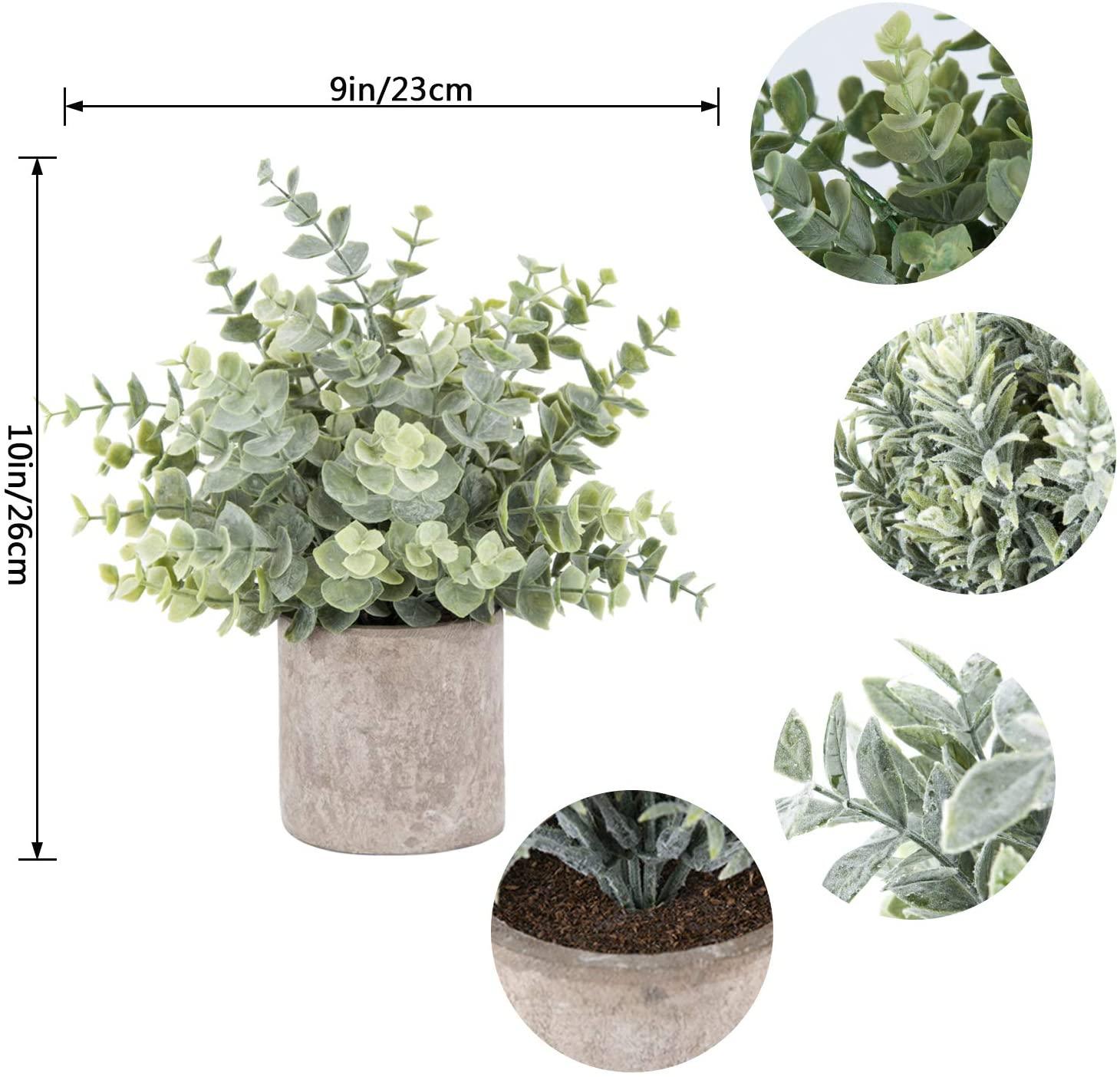 3 Pack Mini Potted Fake Plants Artificial Plastic Eucalyptus Plants for Home Office Desk Room Decoration - If you say i do