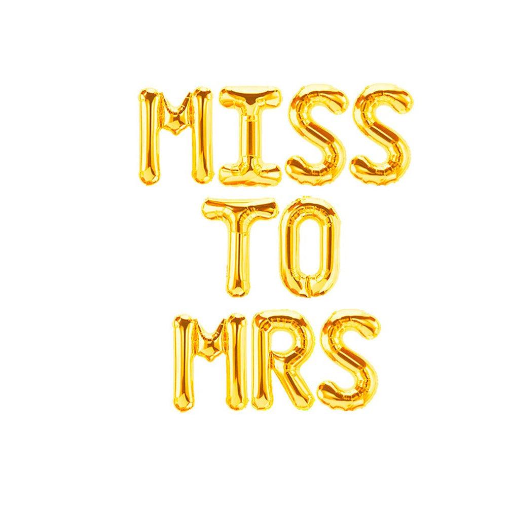 16 inch Miss To Mrs Letter Balloon Banner - Gold, Rose Gold & Silver Party Decorations - DIY Bridal Shower or Bachelorette Decorations - If you say i do