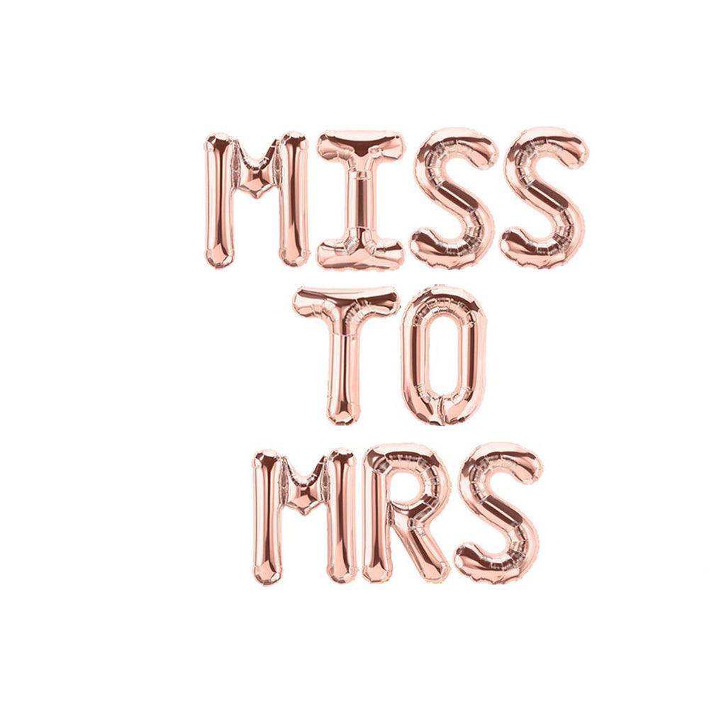 16 inch Miss To Mrs Letter Balloon Banner - Gold, Rose Gold & Silver Party Decorations - DIY Bridal Shower or Bachelorette Decorations - If you say i do