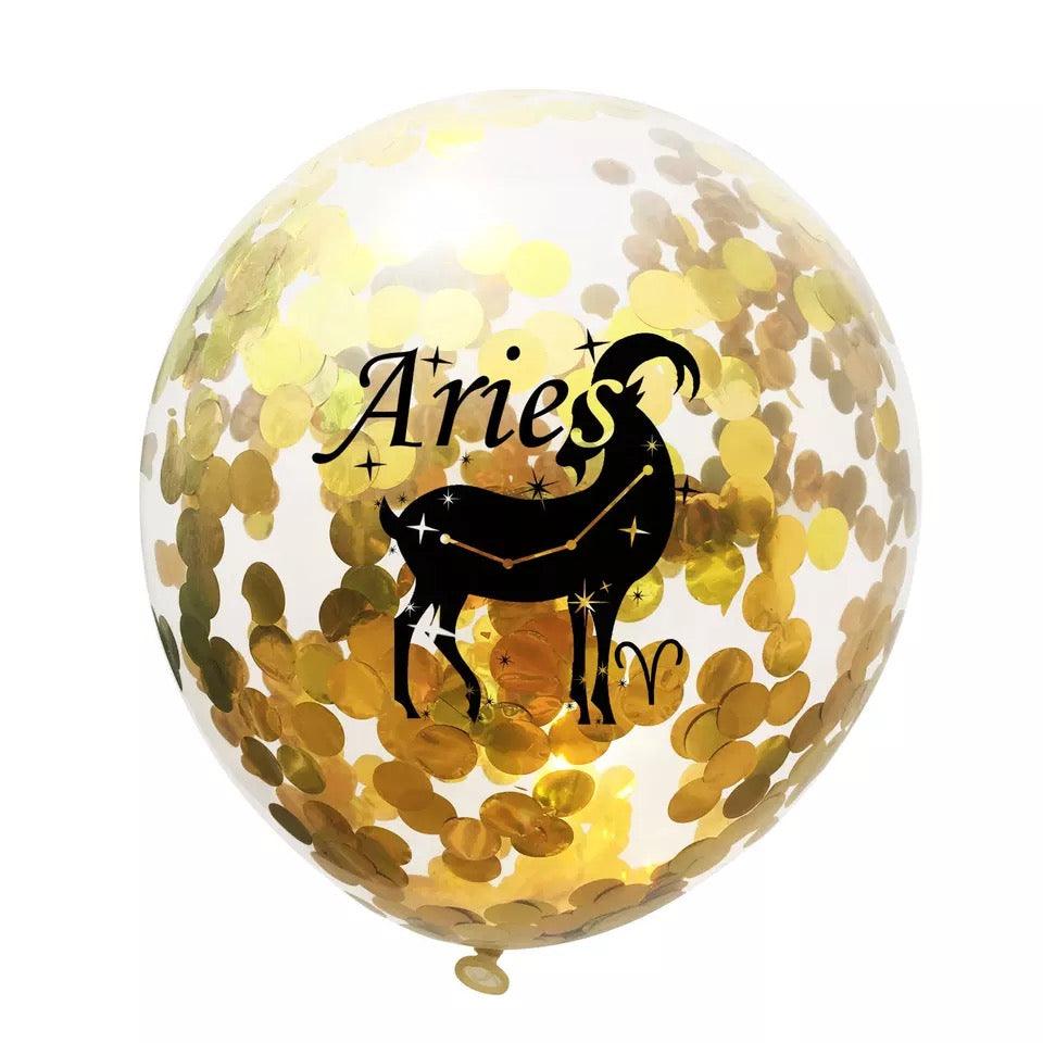 Zodiac Sign Sequin Birthday Balloon - Gold & Transparent - Birthday Wedding New Year Baby Shower - 10 Pieces - 12 Inches - If you say i do