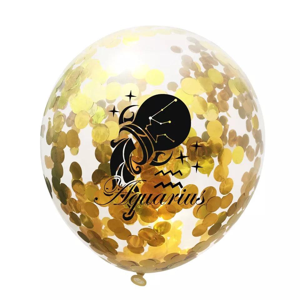 Zodiac Sign Sequin Birthday Balloon - Gold & Transparent - Birthday Wedding New Year Baby Shower - 10 Pieces - 12 Inches - If you say i do