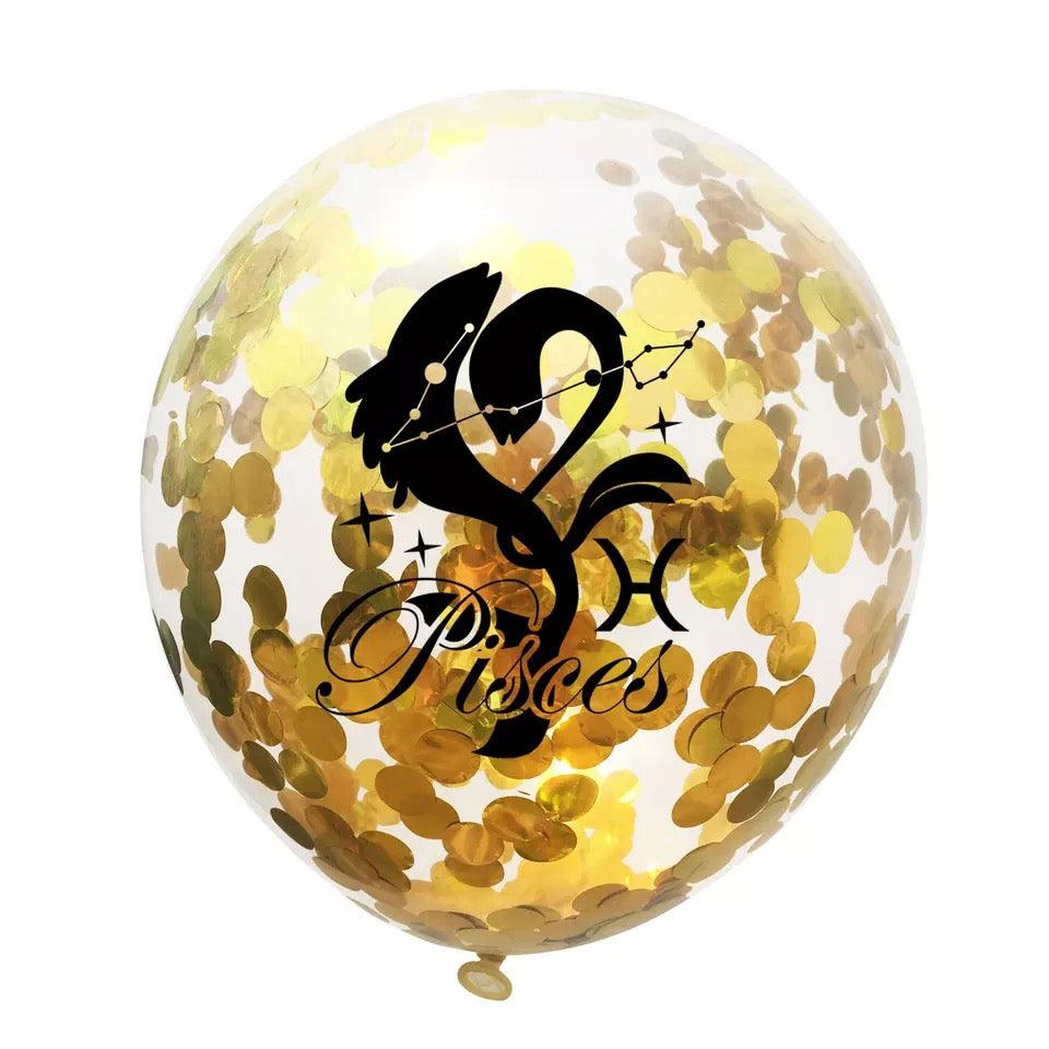Zodiac Sign Sequin Birthday Balloon - Gold & Transparent - Birthday Wedding New Year Baby Shower - 10 Pieces - 12 Inches - If you say i do