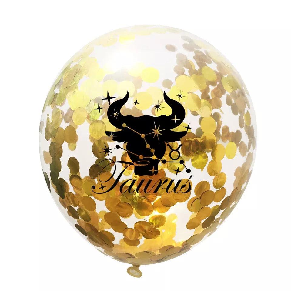 Zodiac Sign Sequin Birthday Balloon - Gold & Transparent - Birthday Wedding New Year Baby Shower - 10 Pieces - 12 Inches - If you say i do