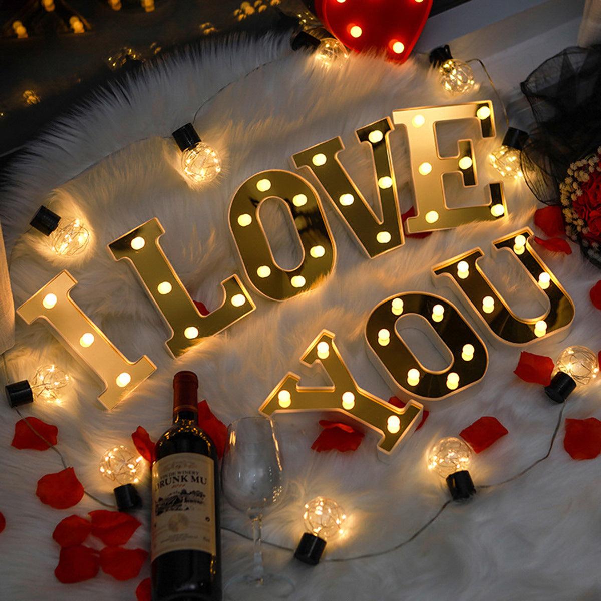 Battery Powered LED Letter Lights Sign Light Up Letters Sign for Night Light Wedding/Birthday Party Christmas Lamp Home Decoration - If you say i do