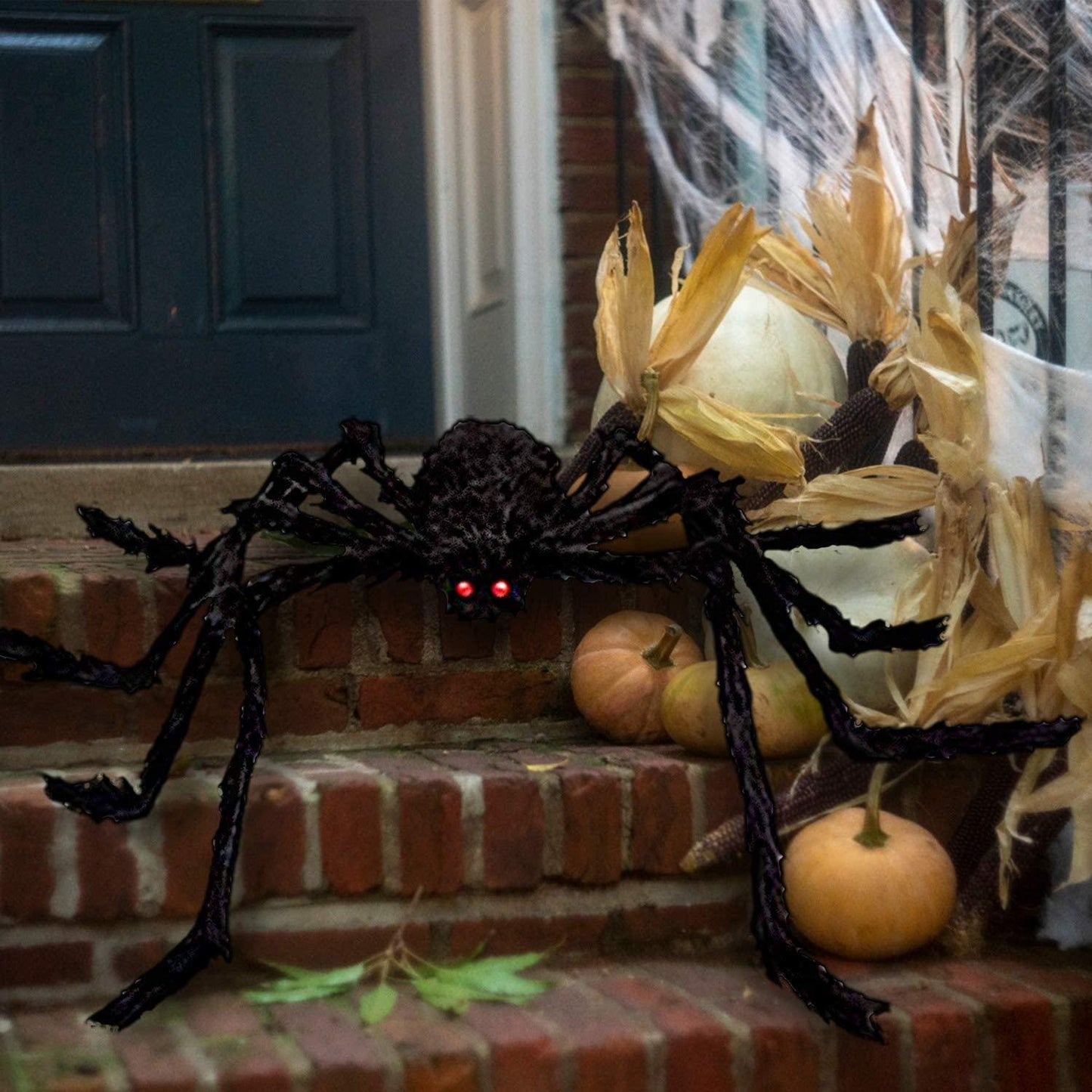 Outdoor Halloween Decorations - Scary Spider Decorations Set Comes with 14 inches Giant Fake Spider, 200 inches Triangle Web - If you say i do