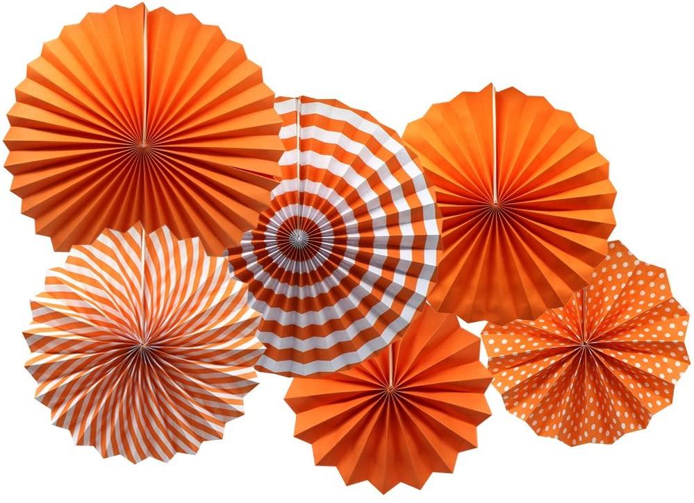 Party Hanging Paper Fans Set, Orange Round Pattern Paper Garlands Decoration for Birthday Wedding Graduation Events Accessories - If you say i do