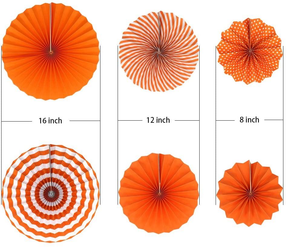 Party Hanging Paper Fans Set, Orange Round Pattern Paper Garlands Decoration for Birthday Wedding Graduation Events Accessories - If you say i do