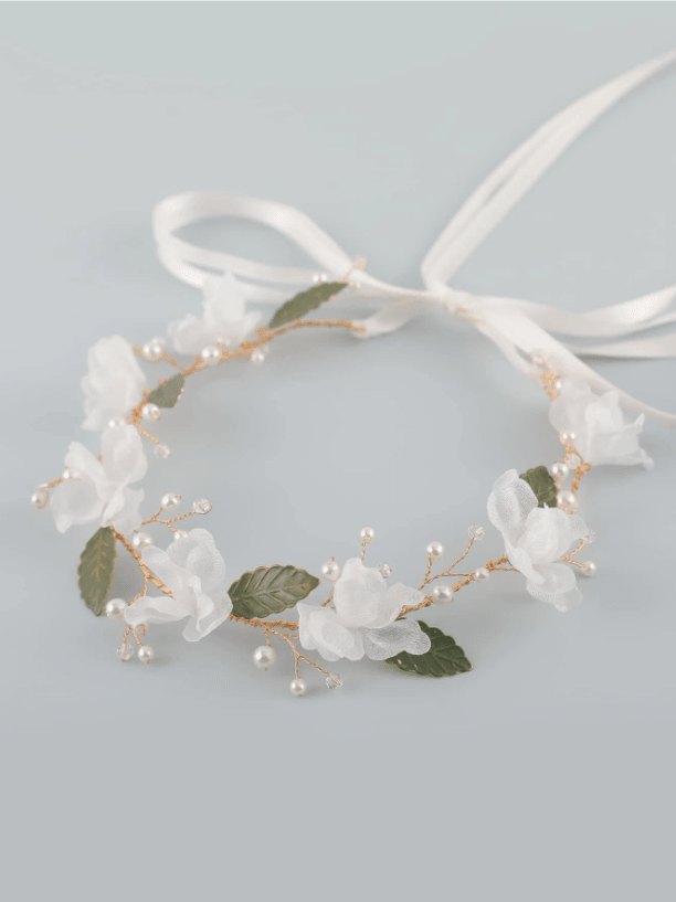 1 Piece Faux Pearl & Flower Decor Bridal Hair Band - If you say i do