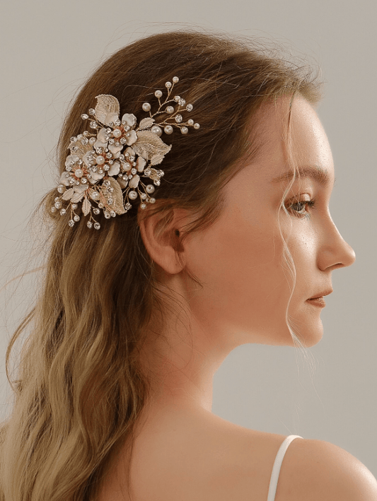 Rhinestone & Flower Decor Bridal Hair Clip