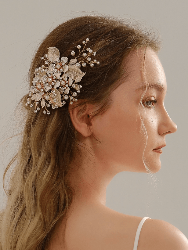 Rhinestone & Flower Decor Bridal Hair Clip - If you say i do