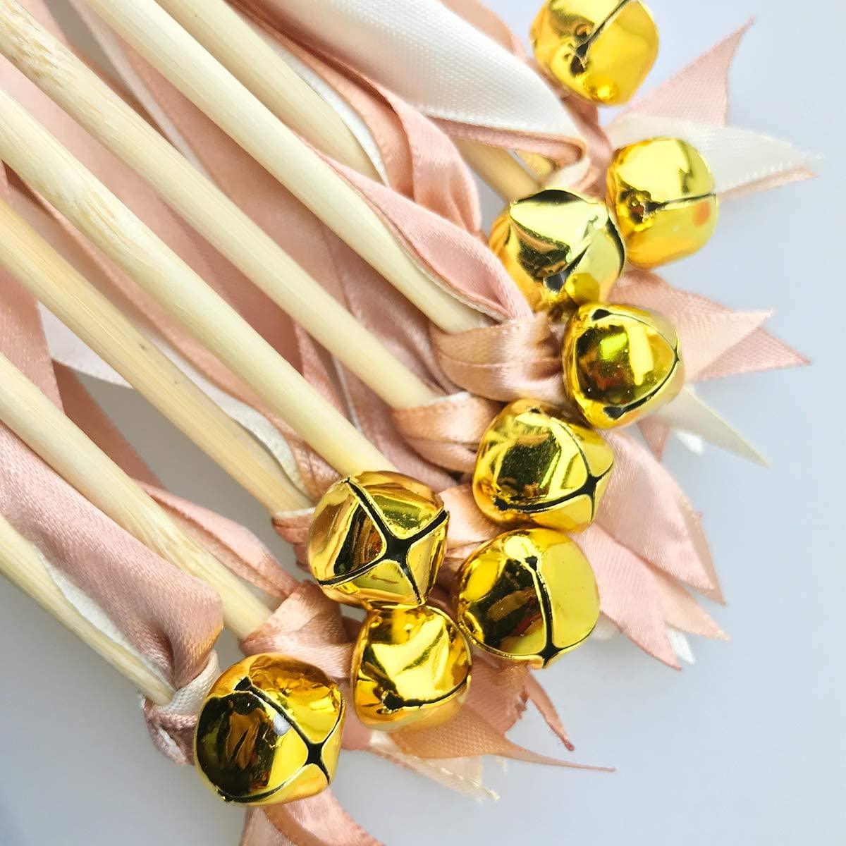 50pcs, Ribbon Stick Wands With Bells Fairy Wand Streamers Party Streamers  Golden Wedding For Baby Shower Activities Holiday Favors (colorful)