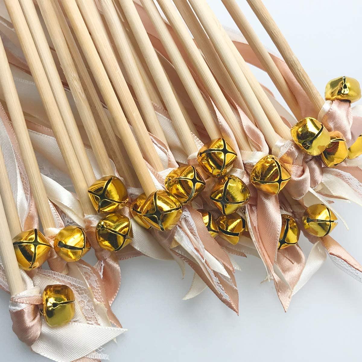 ZTOO 100pcs Silk Ribbon Wands with Bells Colourful Streamers Stick Wish  Wands Fairy Stick Wedding Streamers Party Favors 