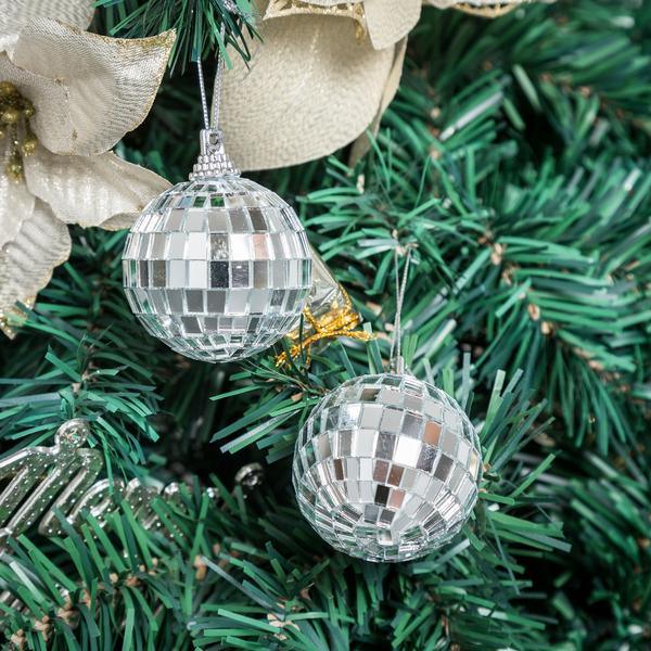 Silver Glass Mirror Disco Ball With Hanging Strings | Christmas Ornaments - If you say i do