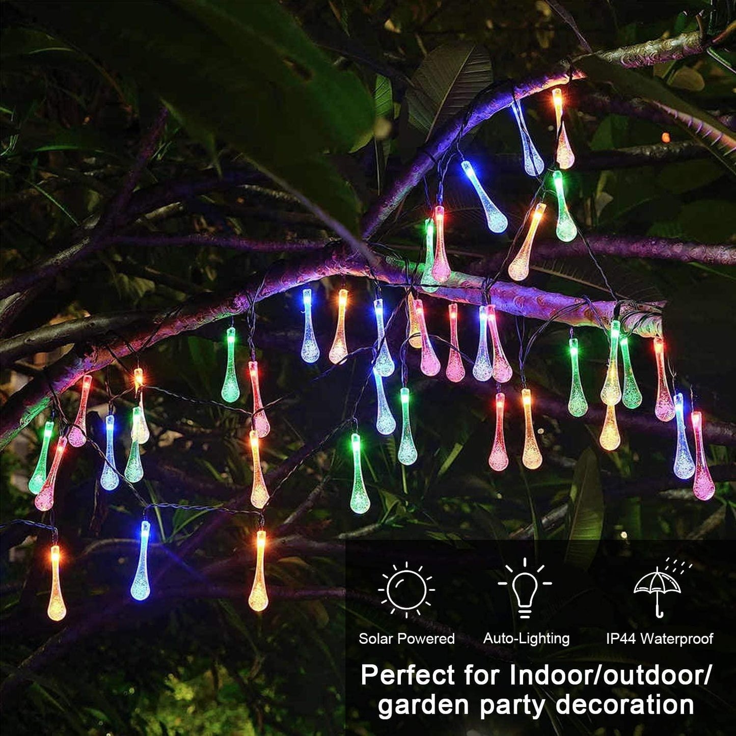 Solar-Powered Raindrop String Lights - If you say i do