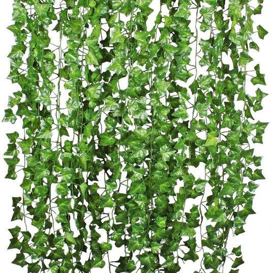 12 Strands Artificial Ivy Leaf Plants Vine Hanging Garland Fake Foliage Flowers Home Kitchen Garden Office Wedding Wall Decor, 84 Feet, Green - If you say i do
