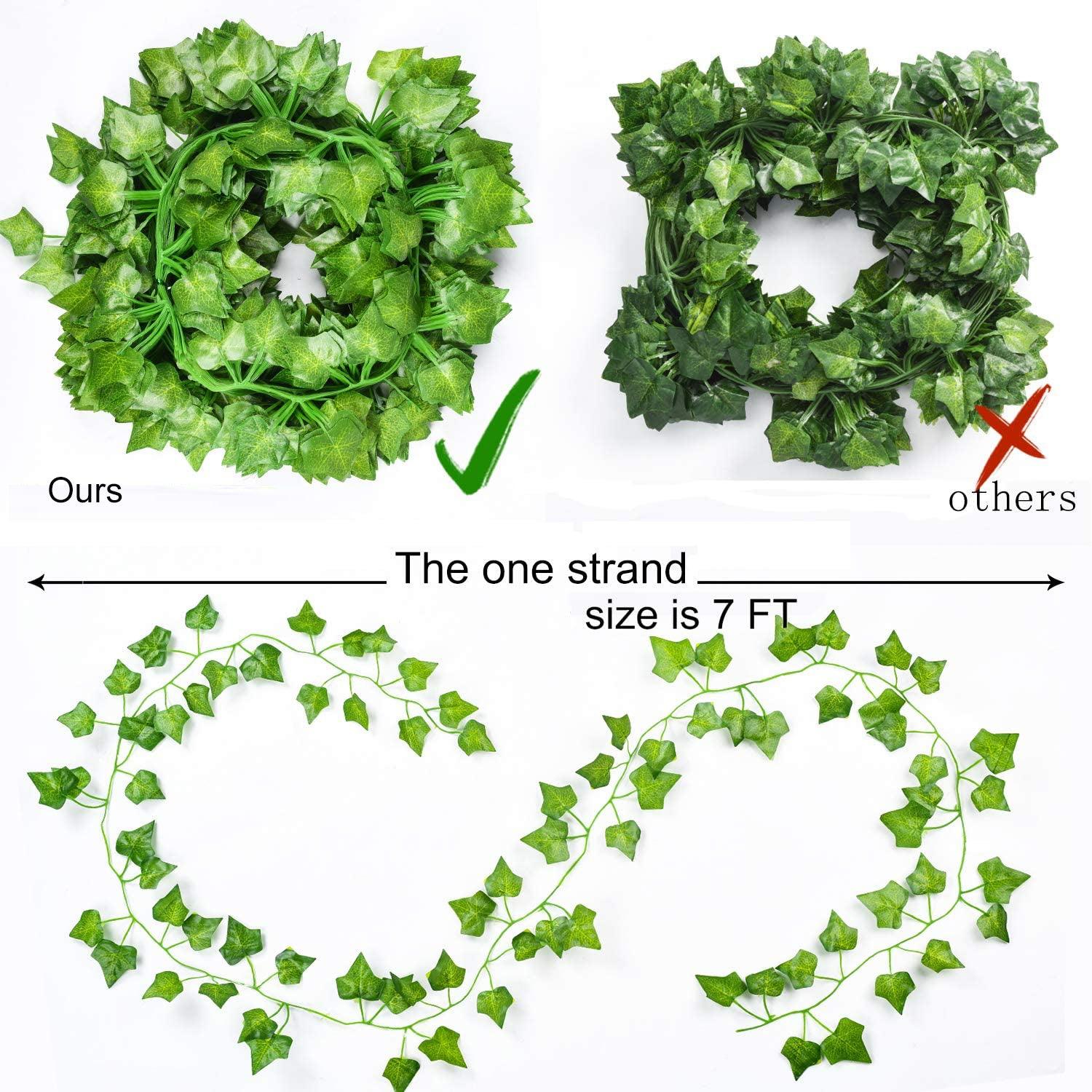 12 Strands Artificial Ivy Leaf Plants Vine Hanging Garland Fake Foliage Flowers Home Kitchen Garden Office Wedding Wall Decor, 84 Feet, Green - If you say i do