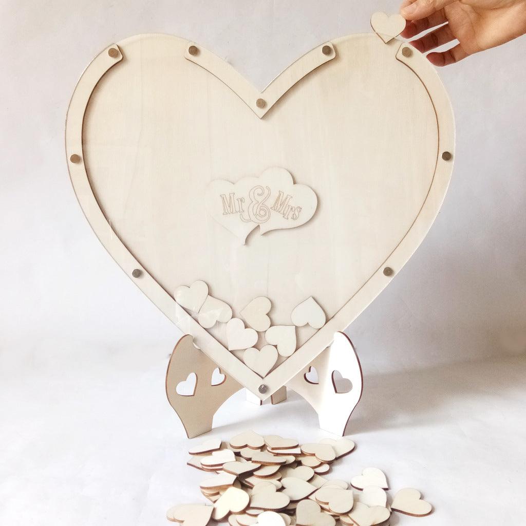 Wedding Guest Book Alternative, Wooden Frame with 75 Blank Hearts, Wooden Frame for Rustic Wedding Decorations - If you say i do