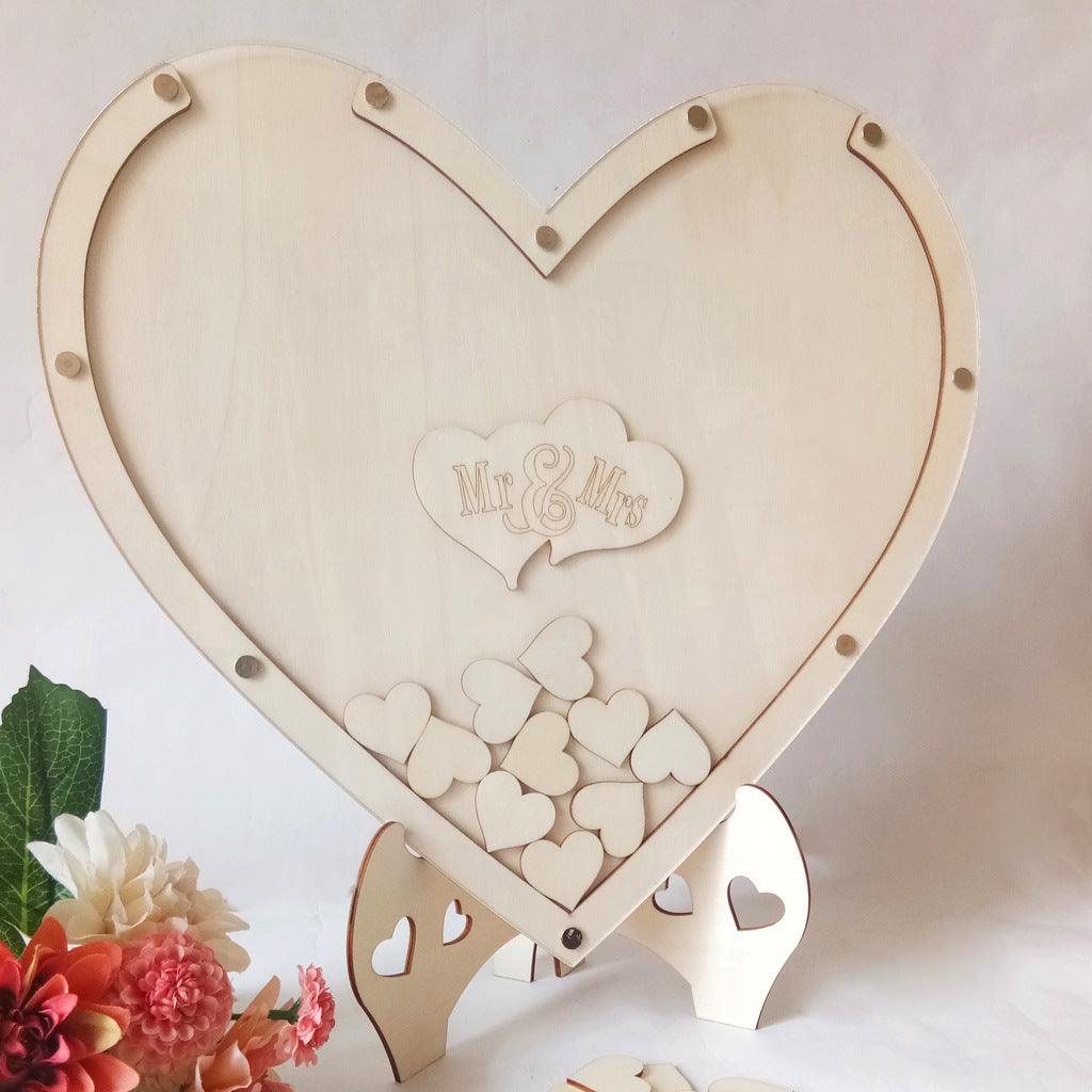 Wedding Guest Book Alternative, Wooden Frame with 75 Blank Hearts, Wooden Frame for Rustic Wedding Decorations - If you say i do