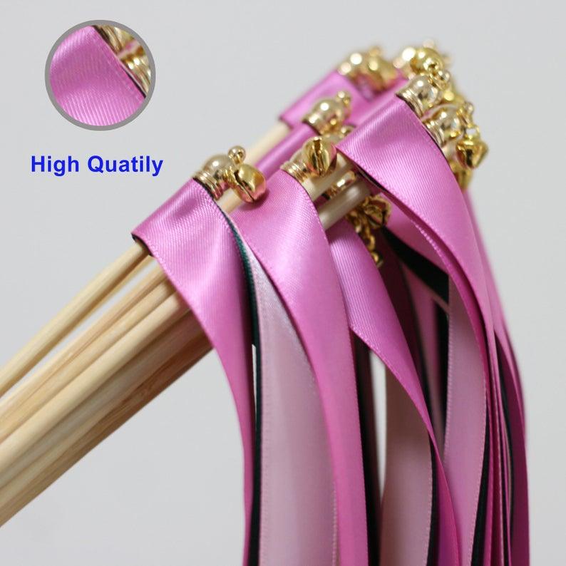 Ribbon Wands Wedding Streamers with Bells, Silk Fairy Stick Wand for  Wedding Exit