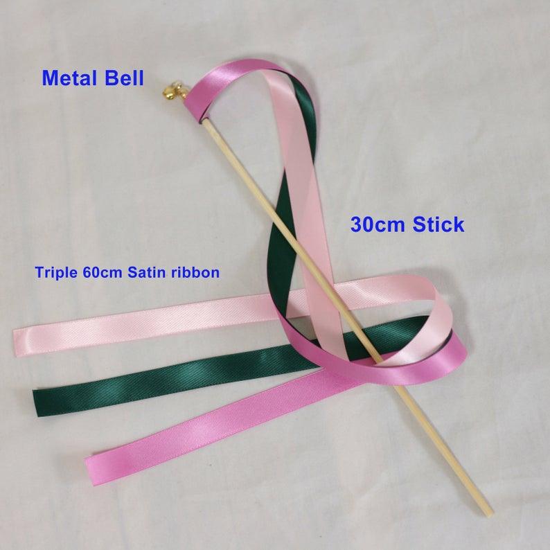 Ribbon Sticks, Magic Fairy Wands Wedding Wands with Triple Ribbon and Bell - If you say i do