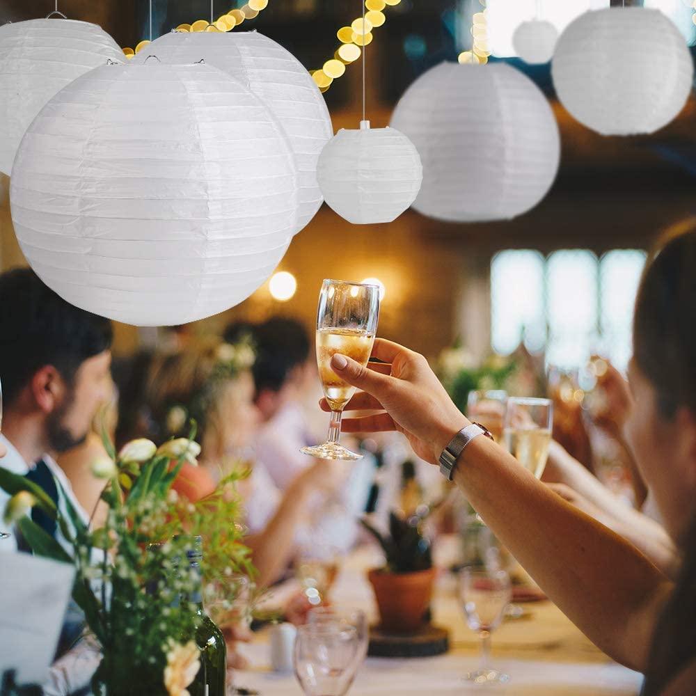 White Hanging Paper Lanterns for Wedding Party Decorations, 4 Size - If you say i do