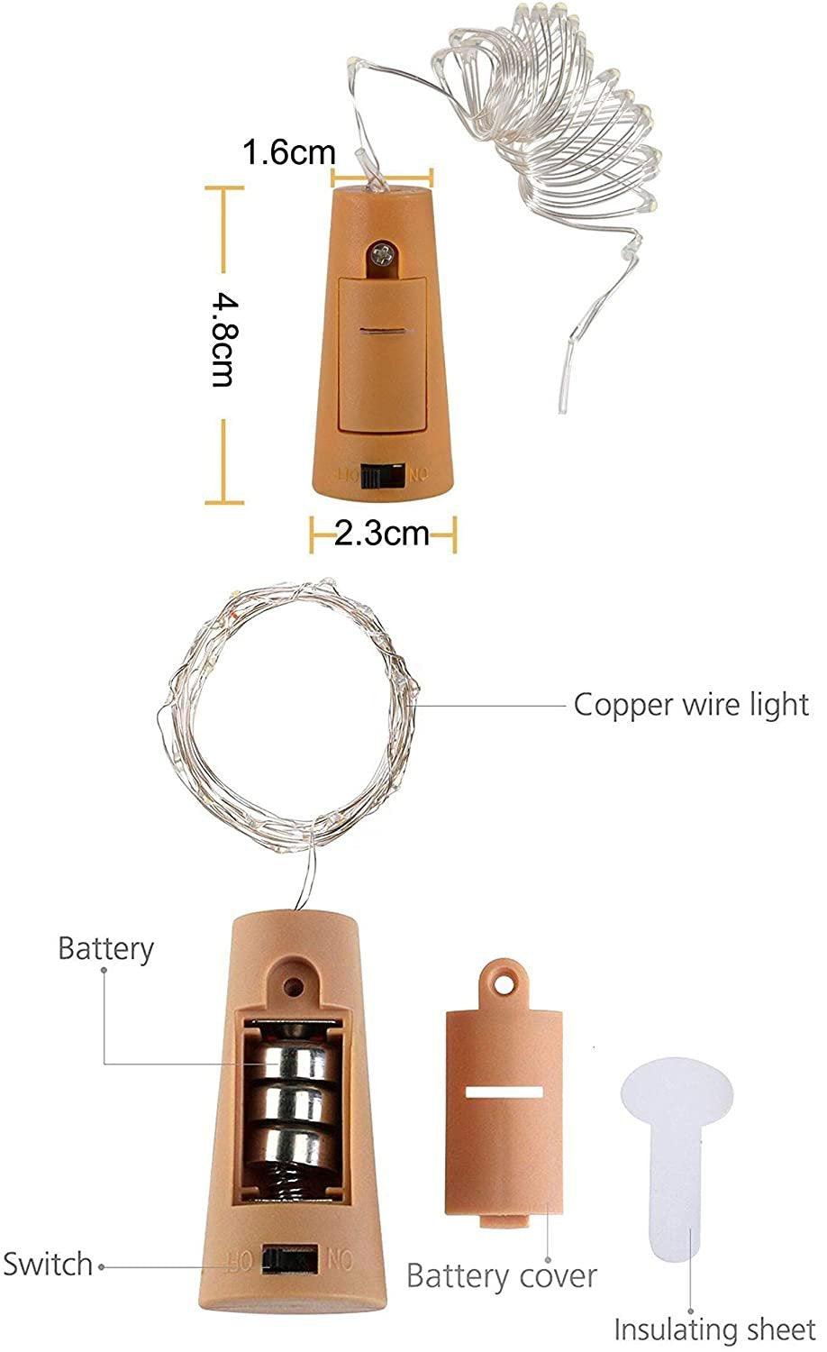 10 LED/ 40 Inches Battery Operated Cork Shape Copper Wire Colorful Fairy Mini String Lights - If you say i do
