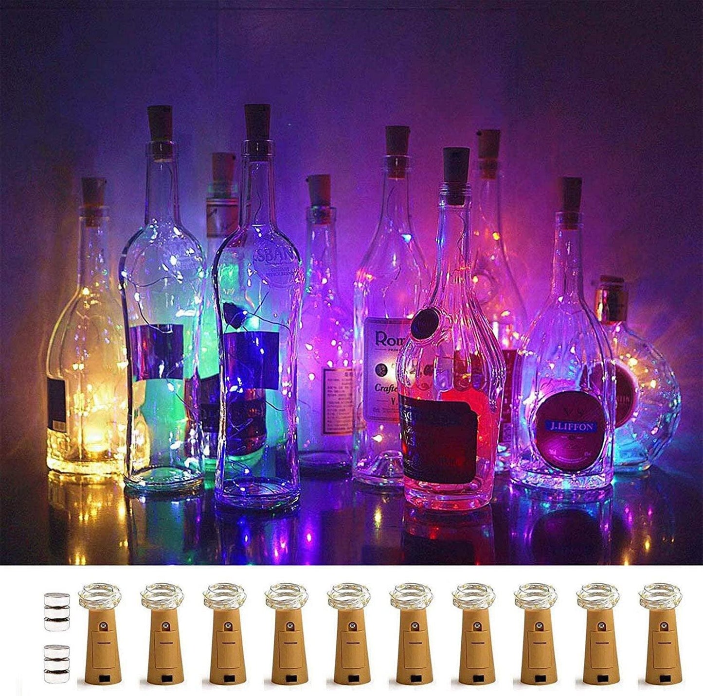 Wine Bottle Cork Lights10 LED/ 40 Inches Battery Operated Cork Shape Copper Wire Colorful Fairy Mini String Lights - If you say i do