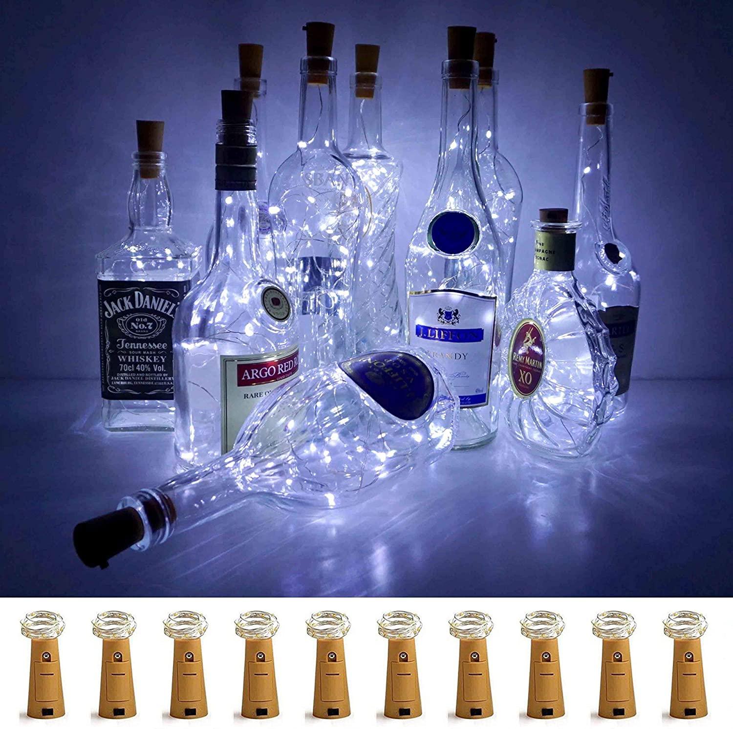 Wine Bottle Cork Lights 10 Pack 10 LED/ 40 Inches Battery Operated Cork Shape Copper Wire Colorful Fairy Mini String Lights - If you say i do