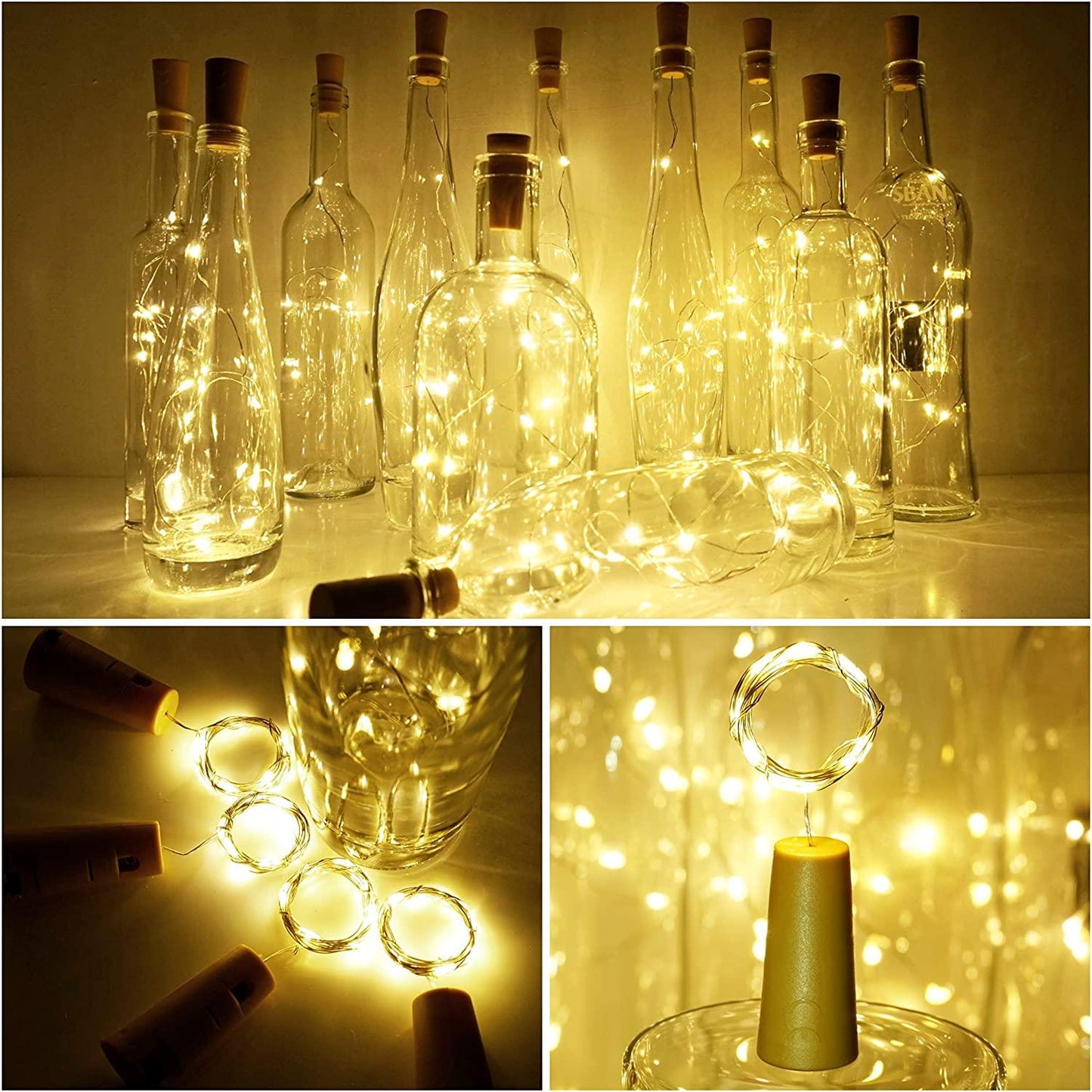 Wine Bottle Lights with Cork for Christmas, Garden, Wedding Table Decorations - If you say i do