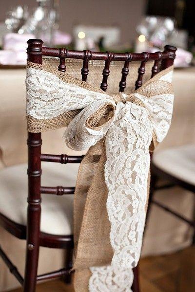 10Pcs Burlap Lace Chair Sashes Hessian Jute Chair Cover Bows Rustic Linen Lace Chair Bows for Wedding Decoration Home Décor (6ââ‚?x 94ââ‚? 10pcs) - If you say i do