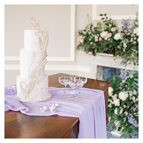 2PCS 10ft Light Purple Chiffon Table Runner Romantic Table Cover Decorations for Wedding